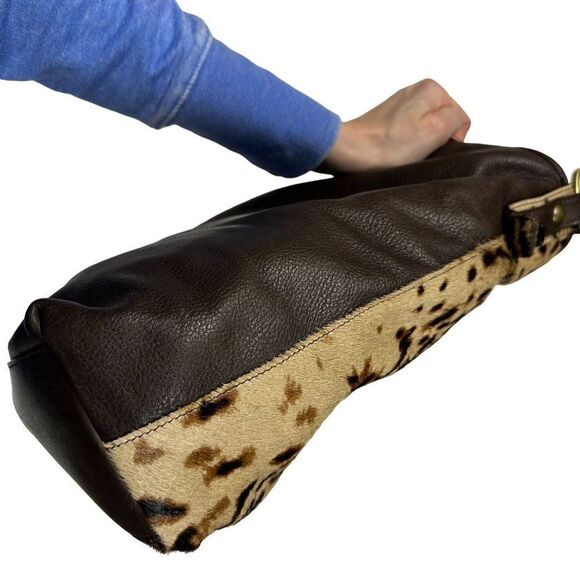 Garnet Hill Leopard Animal Print Calf-Hair Shoulder Bag - Picture 11 of 16